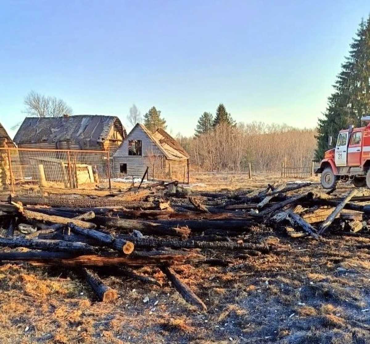 Из-за пала травы чуть не сгорели дома в деревне Радостино Любытинского округа