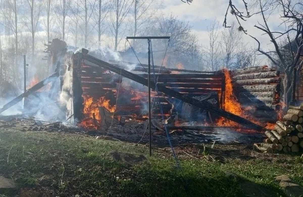 В Новгородской области пожарные тушили два дома, баню, хозпостройку и траву