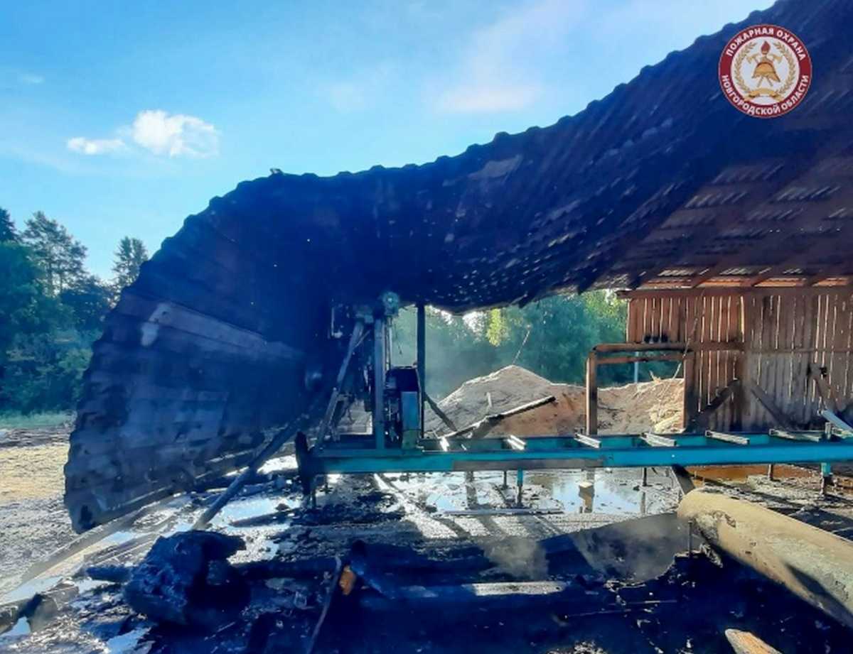Пожарные потушили пилораму в окуловском селе Берёзовик Пожарные потушили пилораму в окуловском селе Берёзовик