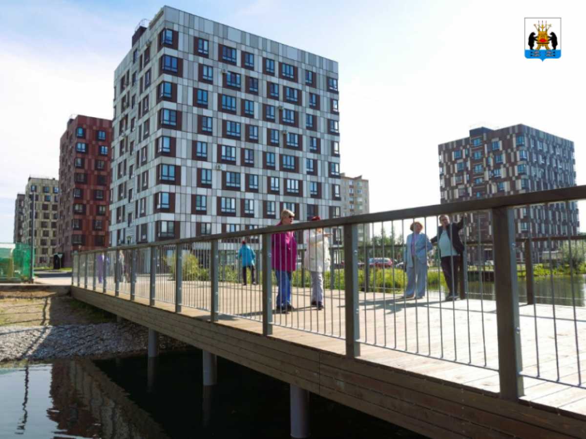 В новгородском парке «Чистые пруды» построили пешеходный мостик В новгородском парке «Чистые пруды» построили пешеходный мостик